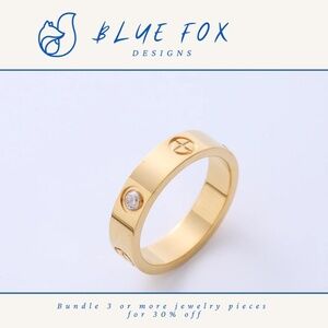 *NEW* 18K Gold Plated Stainless Steel Inspired Band w/ Cubic Zirconia (GOLD)